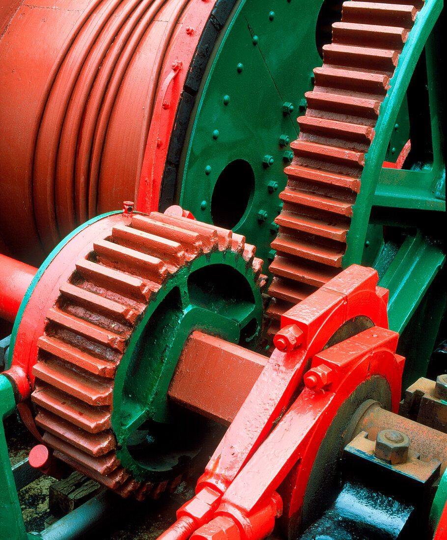 Cogs in a steam winding engine of a colliery