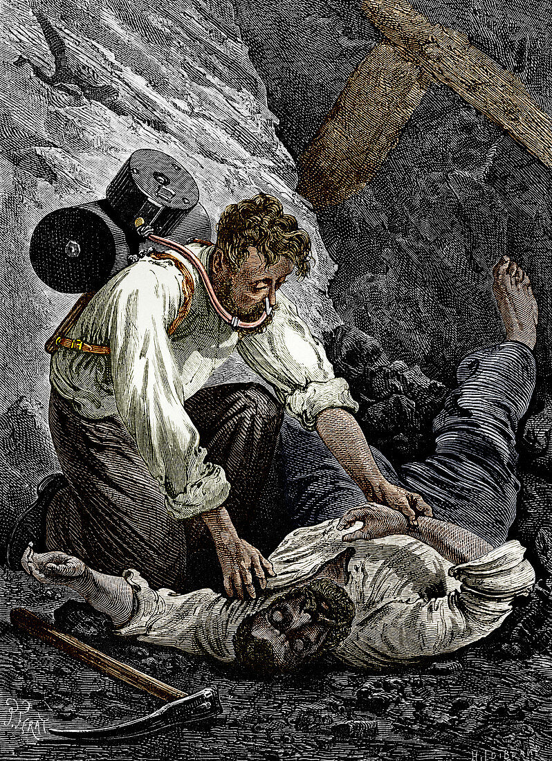 Coal mine rescue,19th century