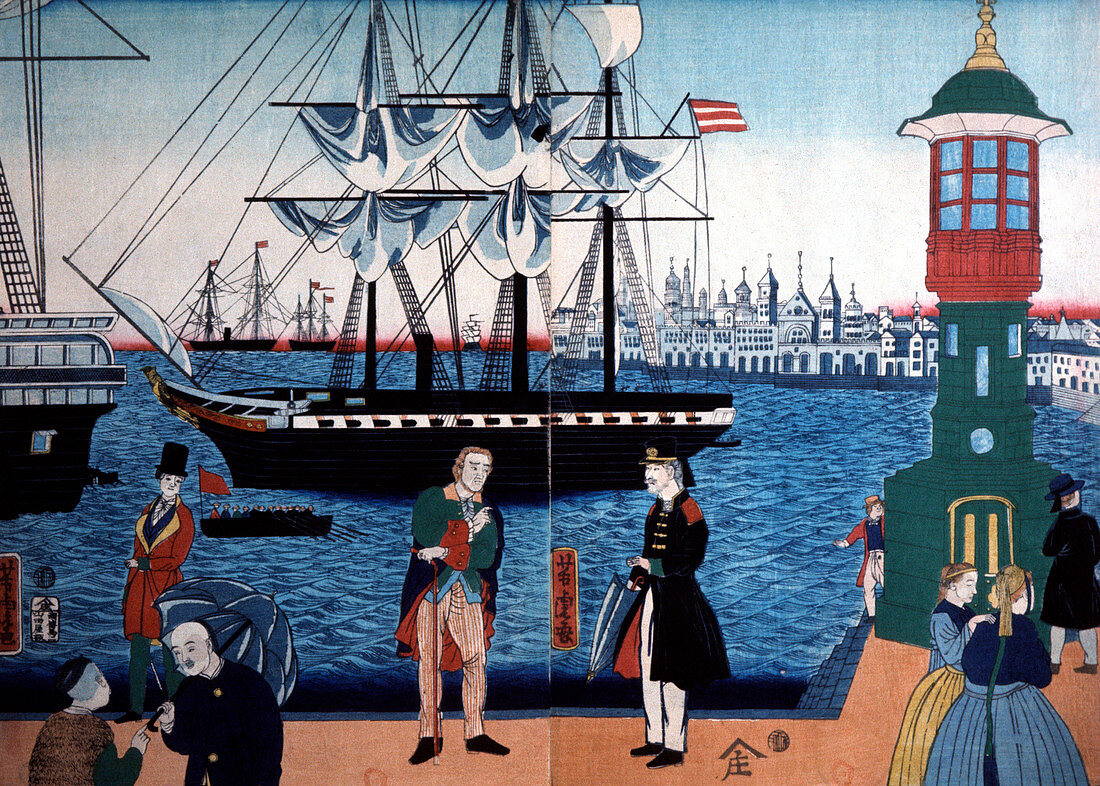 19th century port,Japanese artwork
