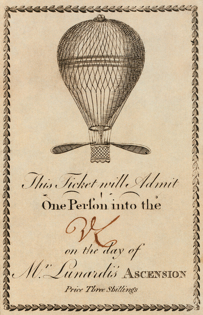 Ticket for a Lunardi balloon flight,1784