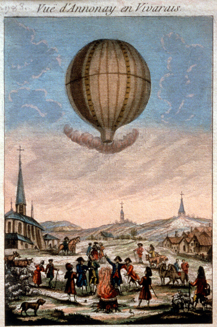 First hot air balloon demonstration,1783