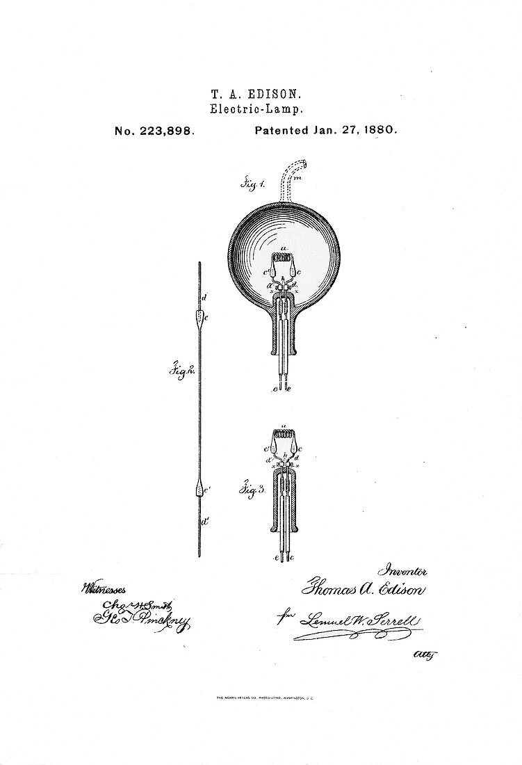 Edison's light bulb patent,1880