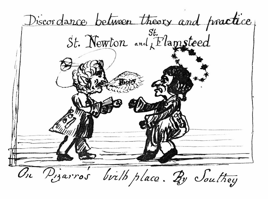 Caricature of Newton and Flamsteed