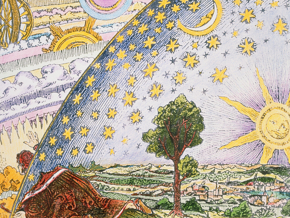 Historical artwork of the mechanics of the heavens
