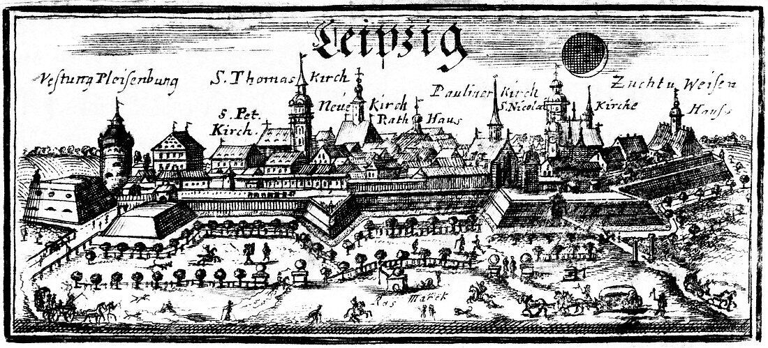 Leipzig during a solar eclipse,1715