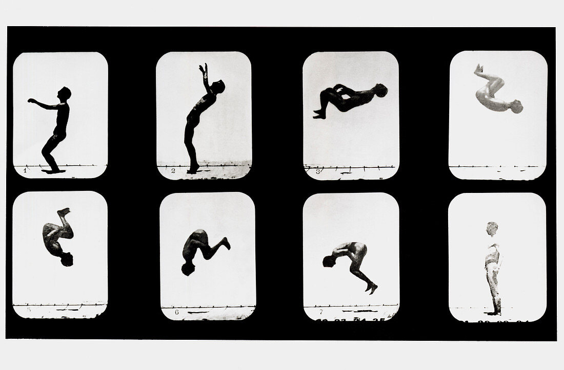 High-speed sequence of a man doing back somersault