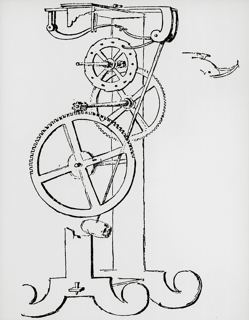 Galileo's pendulum clock (first drawing)