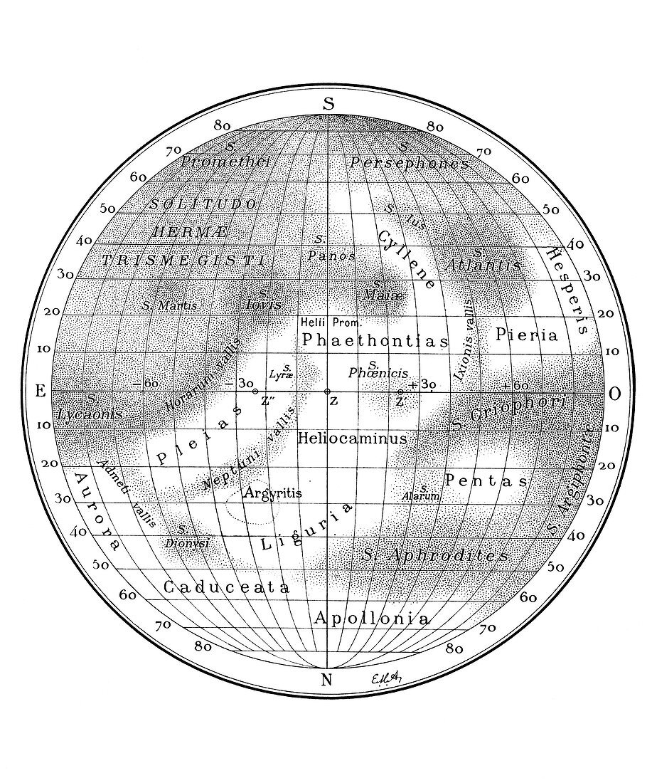 Antoniadi's map of Mercury,1920s