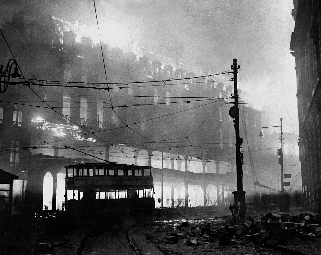 WWII air raid damage,Sheffield,1941