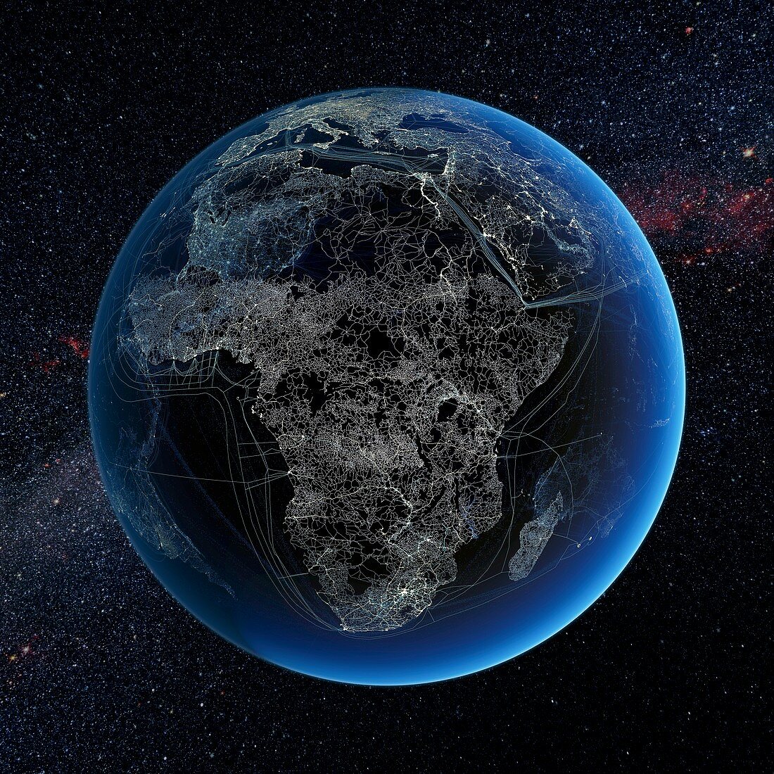 Human presence over Africa at night