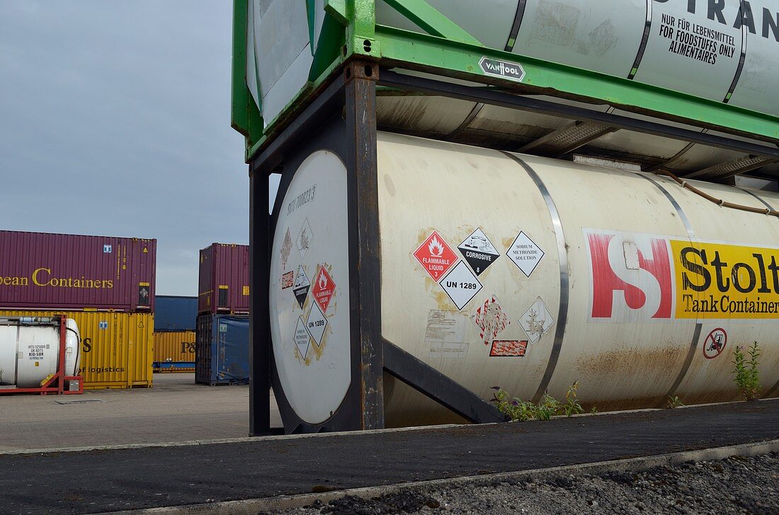 Chemical containers at docks