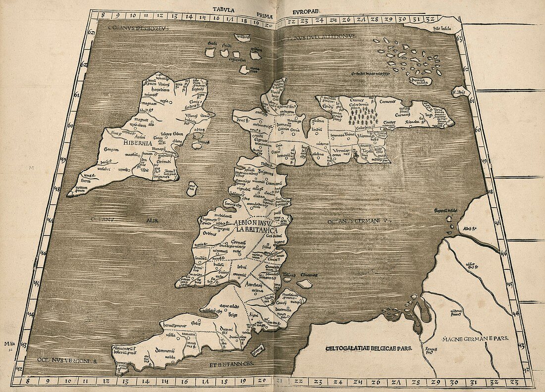 Ptolemy's map of Britain,16th century