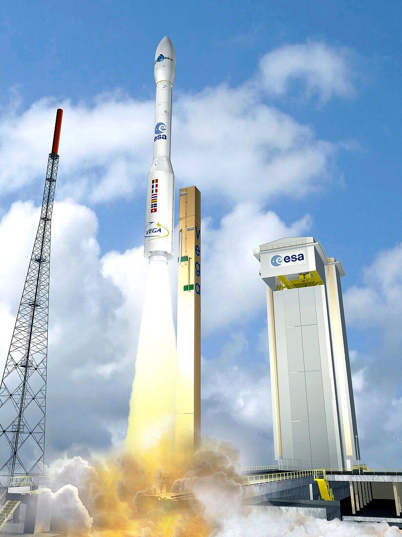 Vega rocket launch,artwork