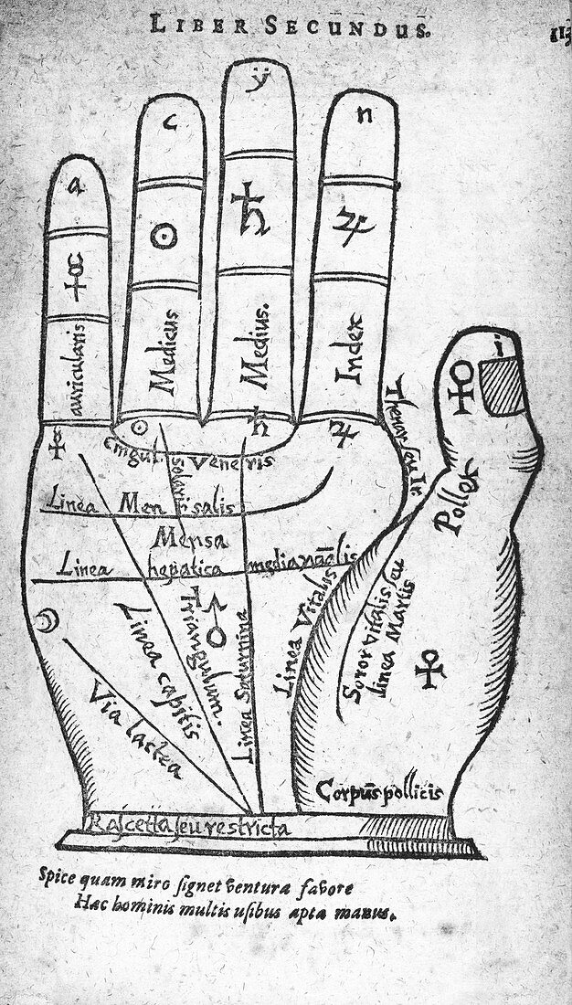 17th Century palmistry diagram