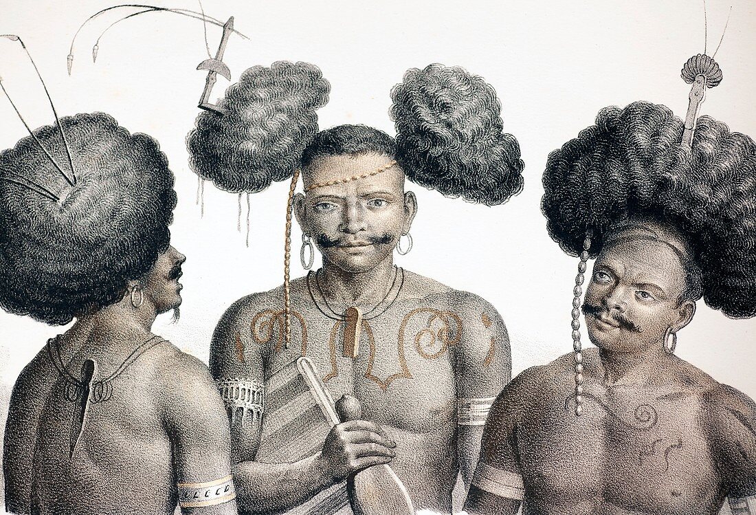 1827 New Guinea tribal Warriors