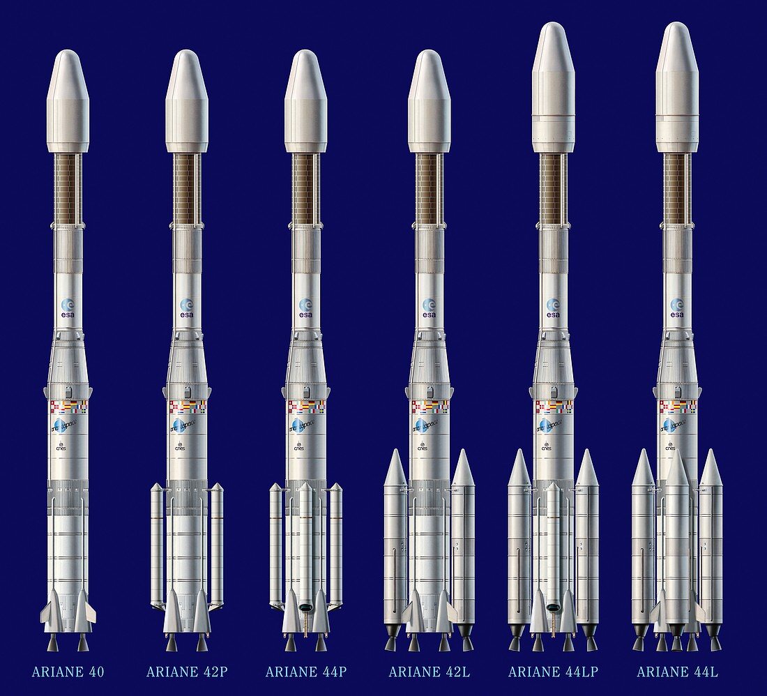 Ariane 4 rocket versions,artwork