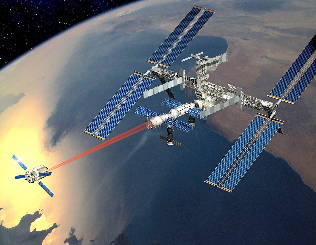 ATV approaching the ISS,artwork