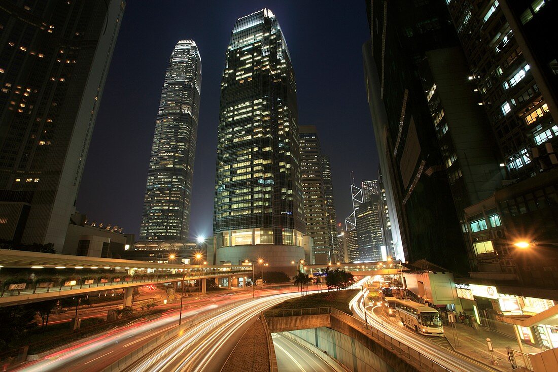 Hong Kong skyscrapers and traffic
