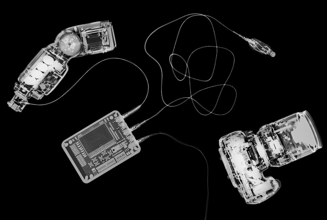 X-ray of a digital camera and iPod