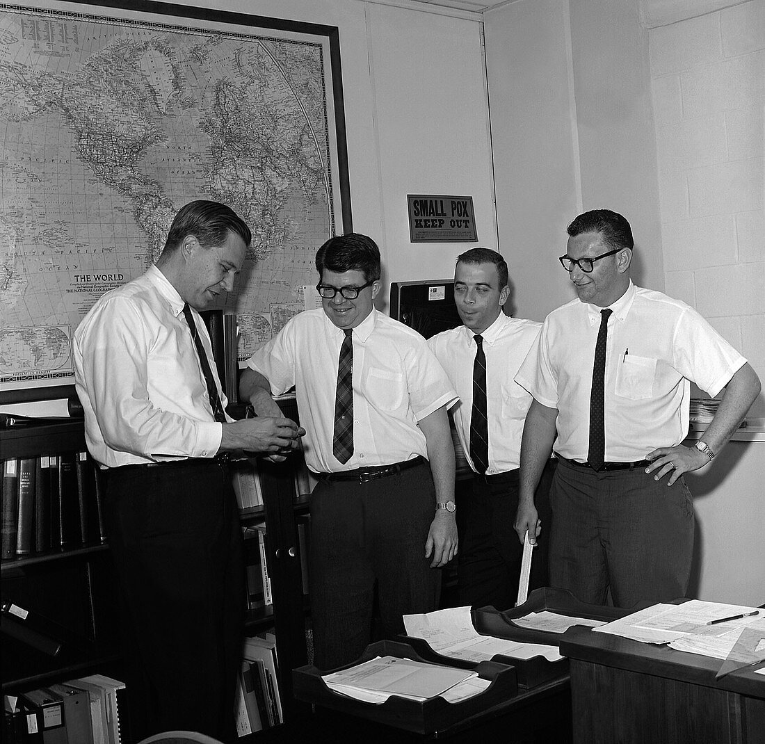 Smallpox health officials,1966