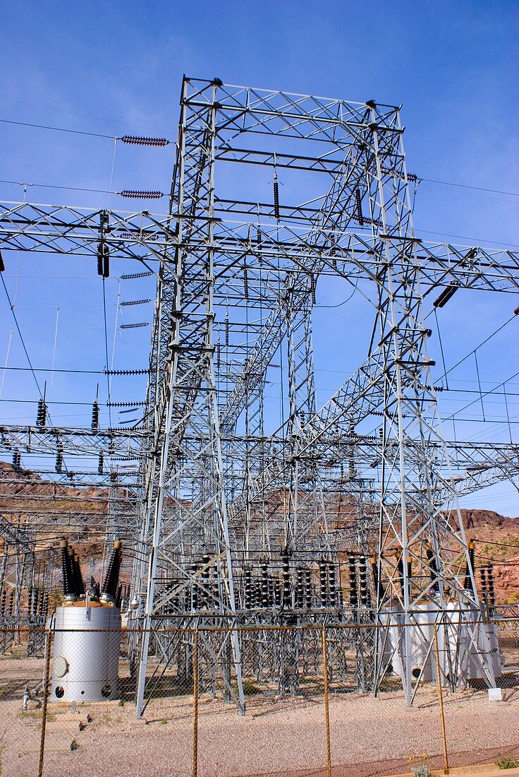 Electricity substation above Hoover Dam