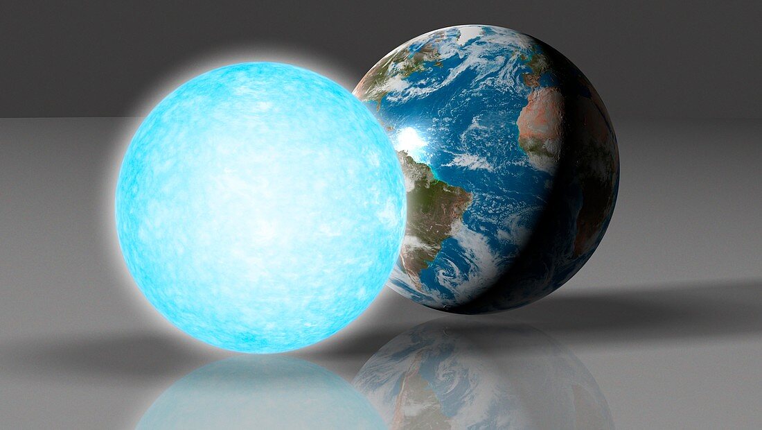 Earth compared to a white dwarf