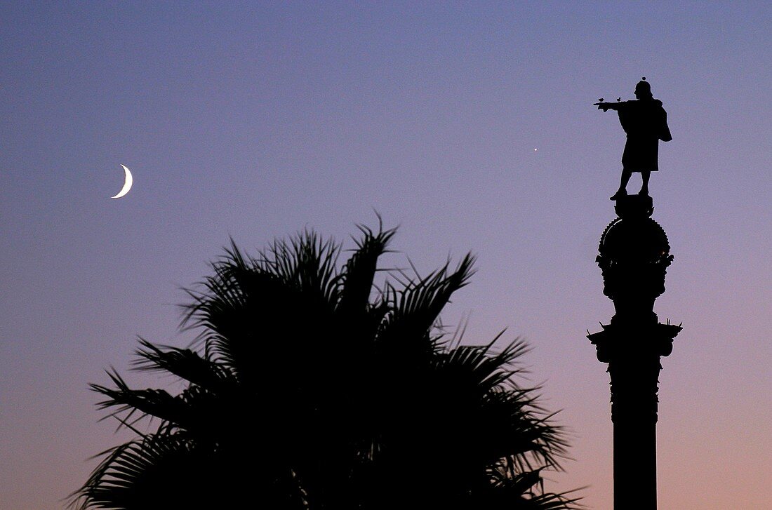 Moon and Columbus monument