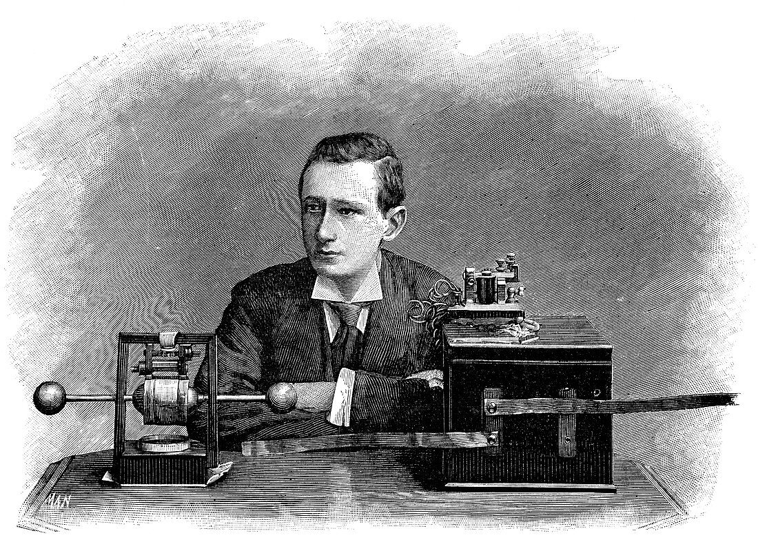 Guglielmo Marconi with his radio,1890s