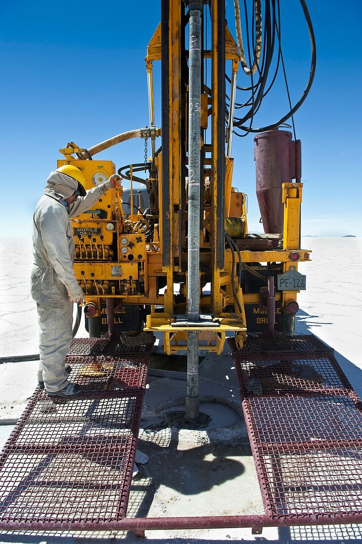 Drilling in a salt flat