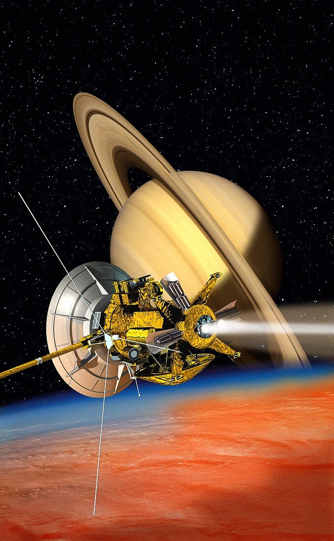 Cassini-Huygens probe at Titan,artwork
