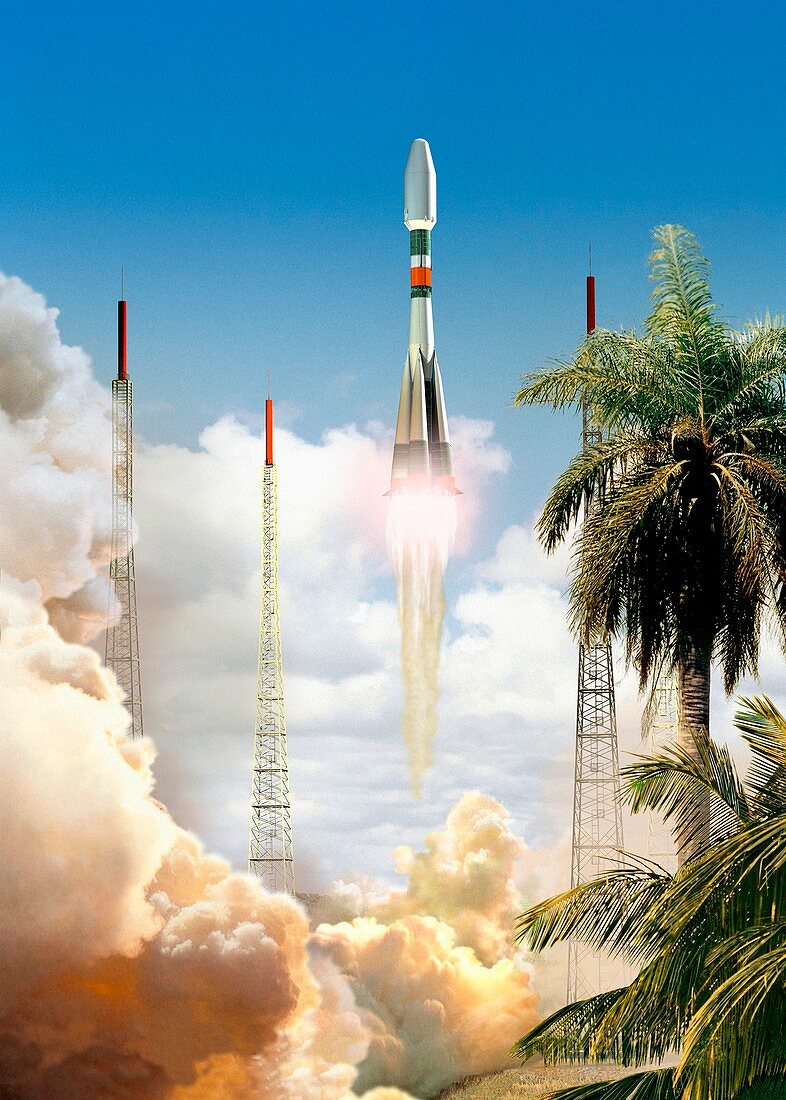 Soyuz-2 rocket launch,artwork