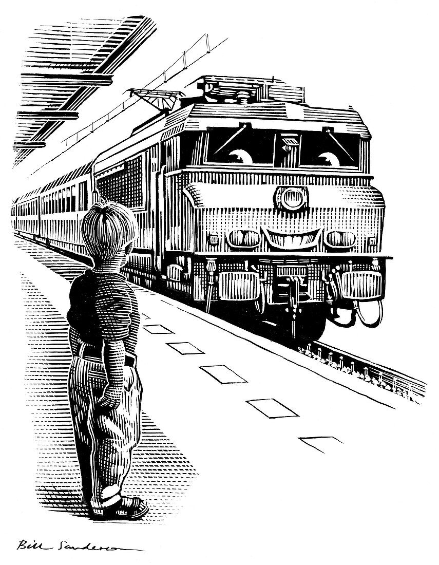 Child train safety,artwork