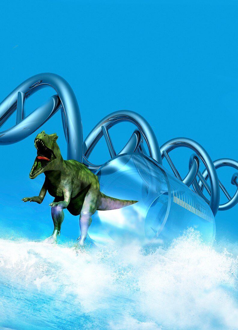 Dinosaur DNA clone,conceptual image