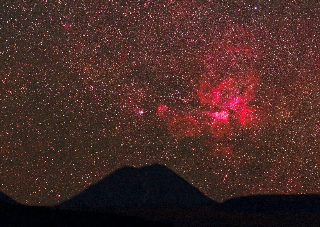 Carina Nebula and Andean volcano