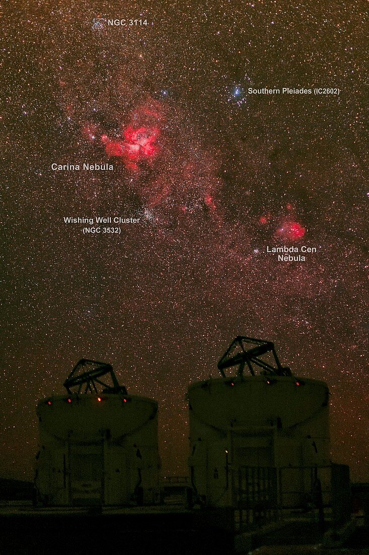 Night sky over VLT telescopes