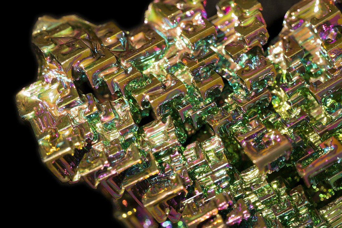 Bismuth crystals,macrophotograph