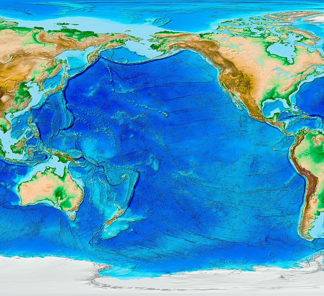 Pacific Ocean topography,ETOPO1 model