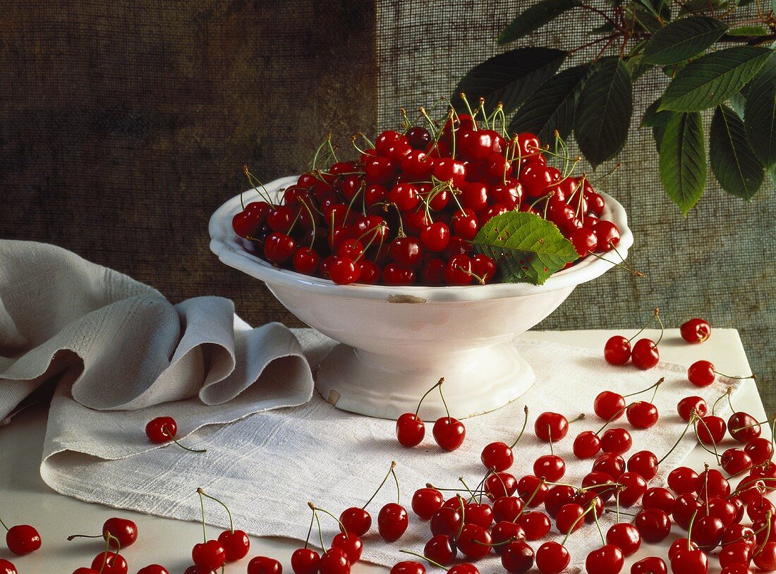 A Bowl Full of Cherries; Cherries on a Table