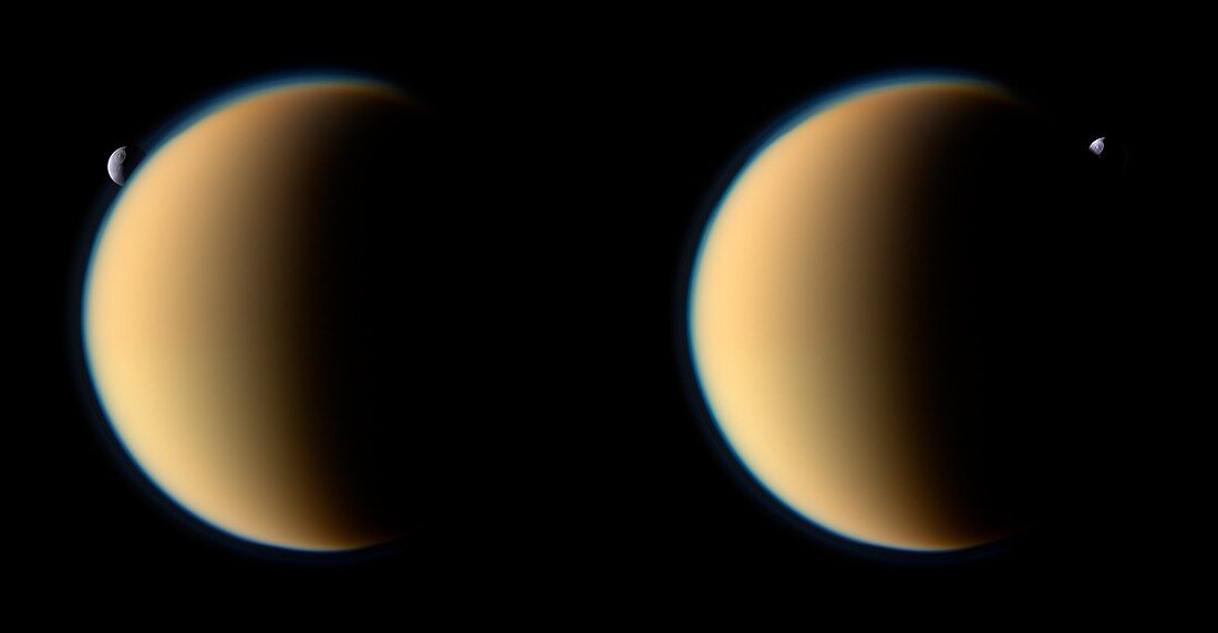 Titan occulting Tethys,Cassini images