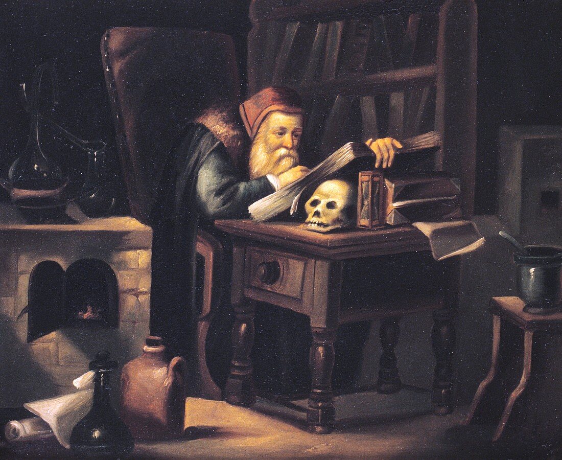 Alchemist reading,19th century