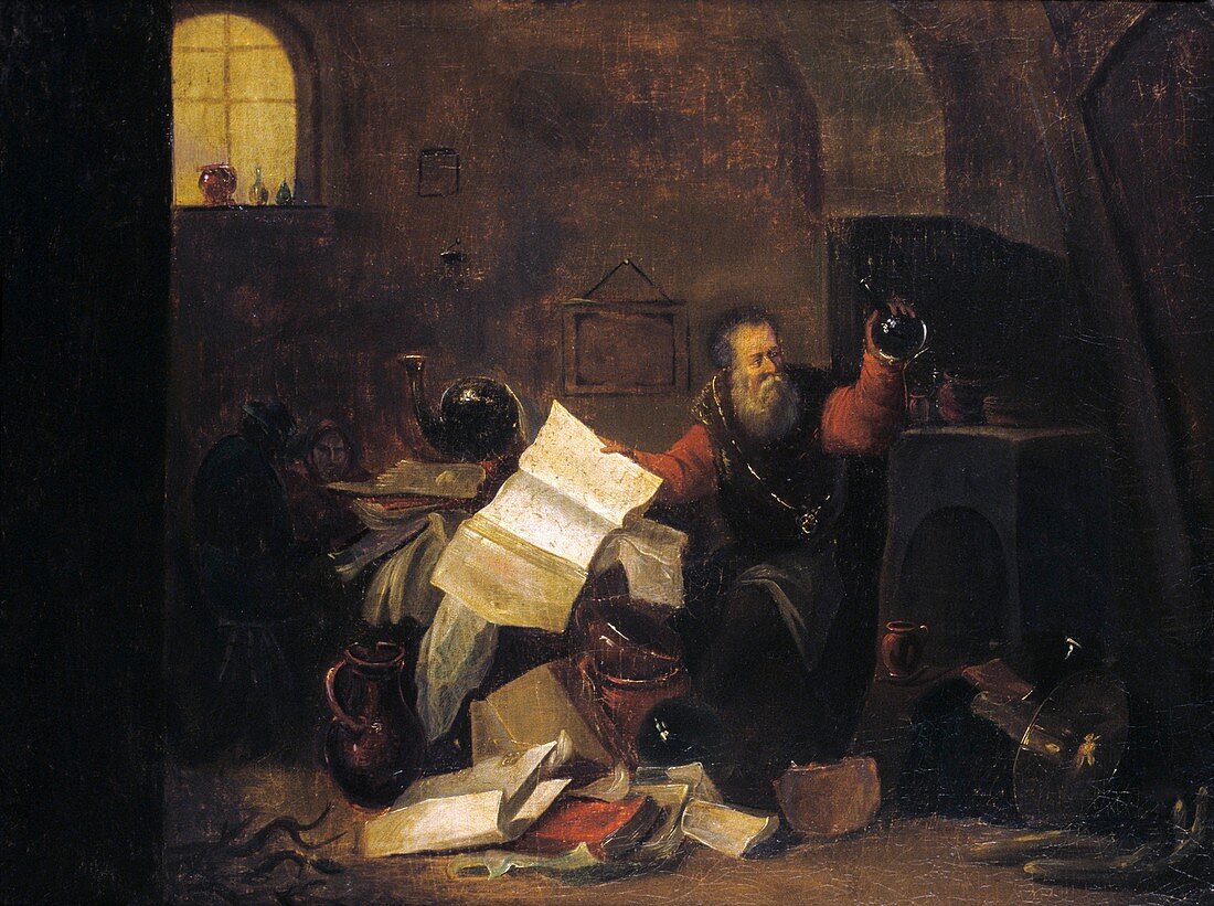 Alchemist at work,17th-18th century