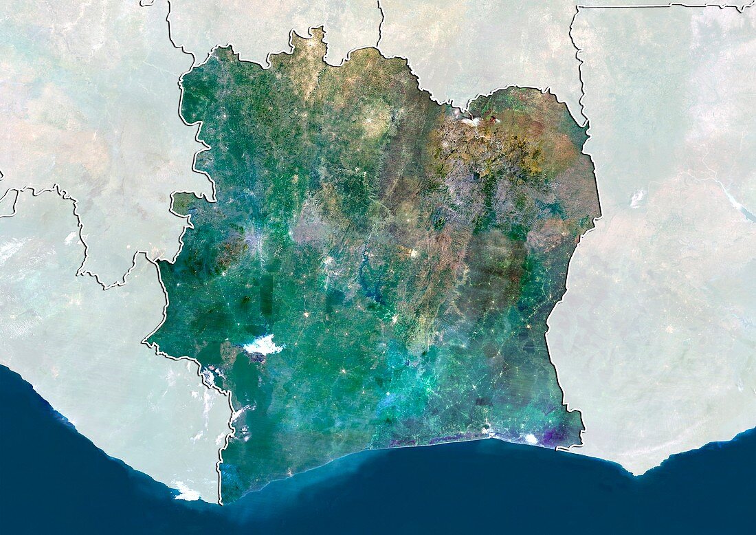 Ivory Coast,satellite image