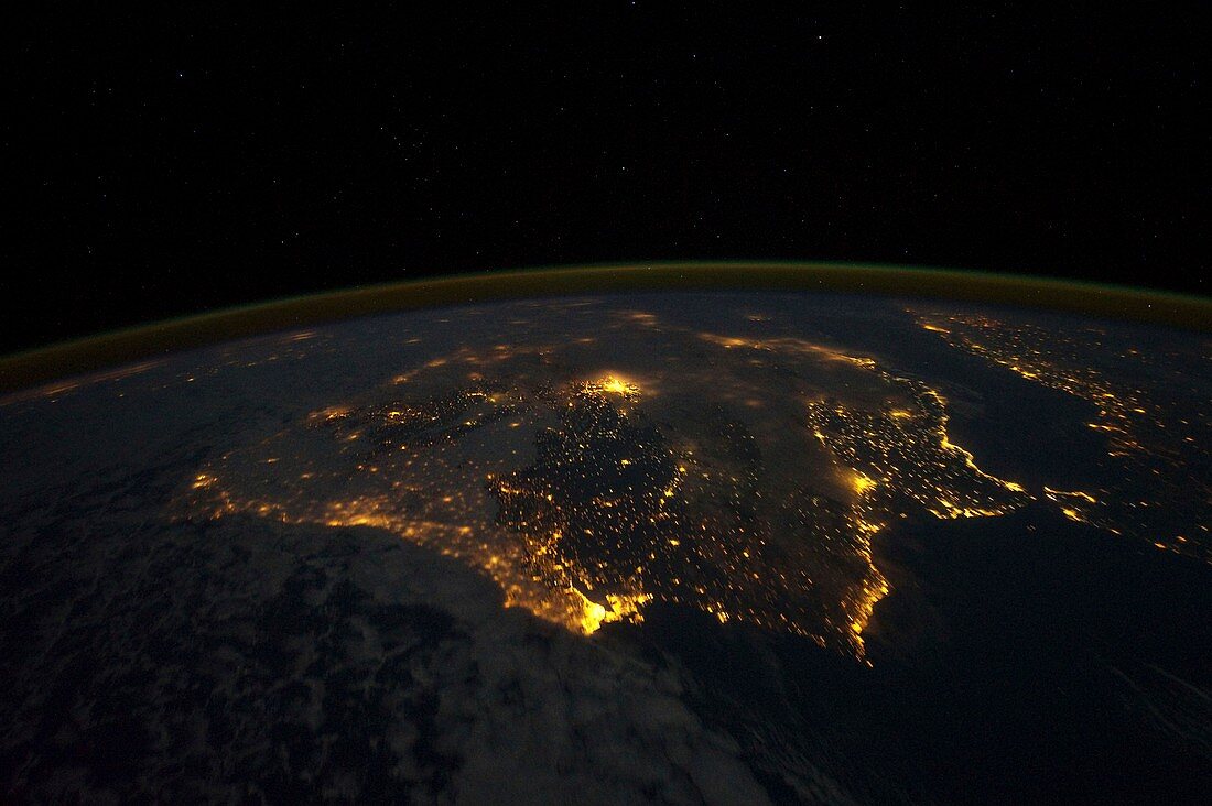 Spain and Portugal,ISS image at night