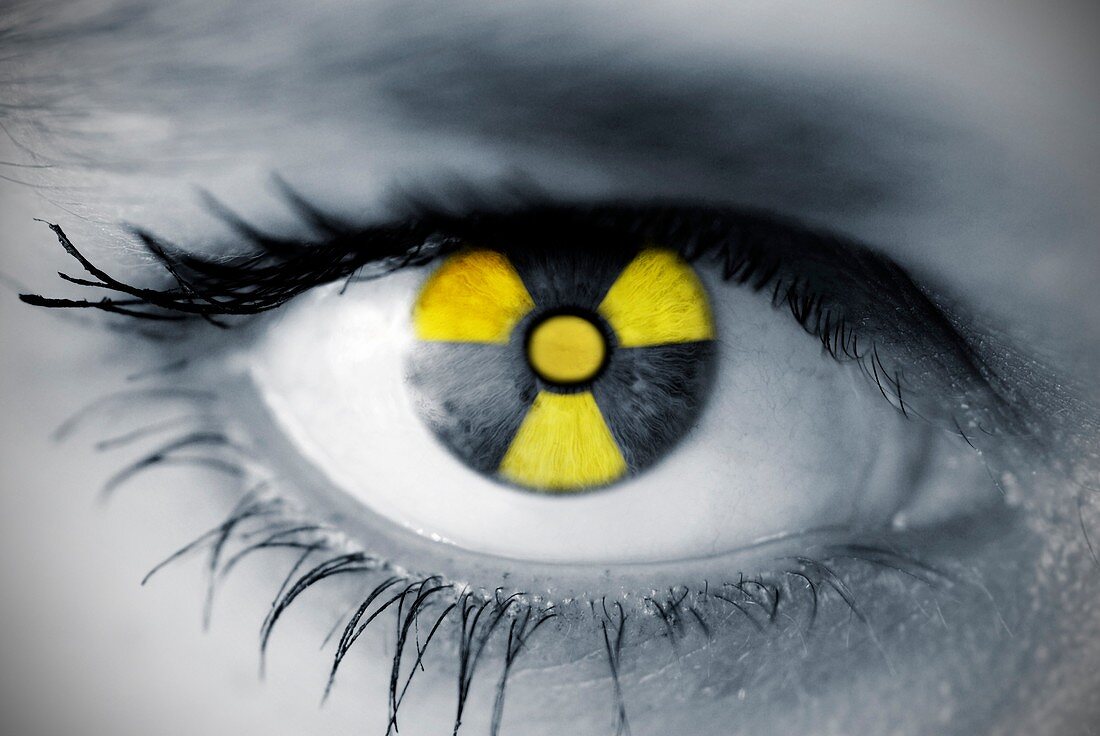 Nuclear sign in a woman's eye,artwork