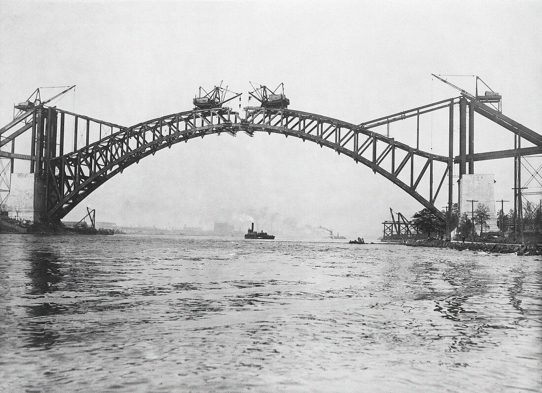 Hell Gate Bridge construction,1915