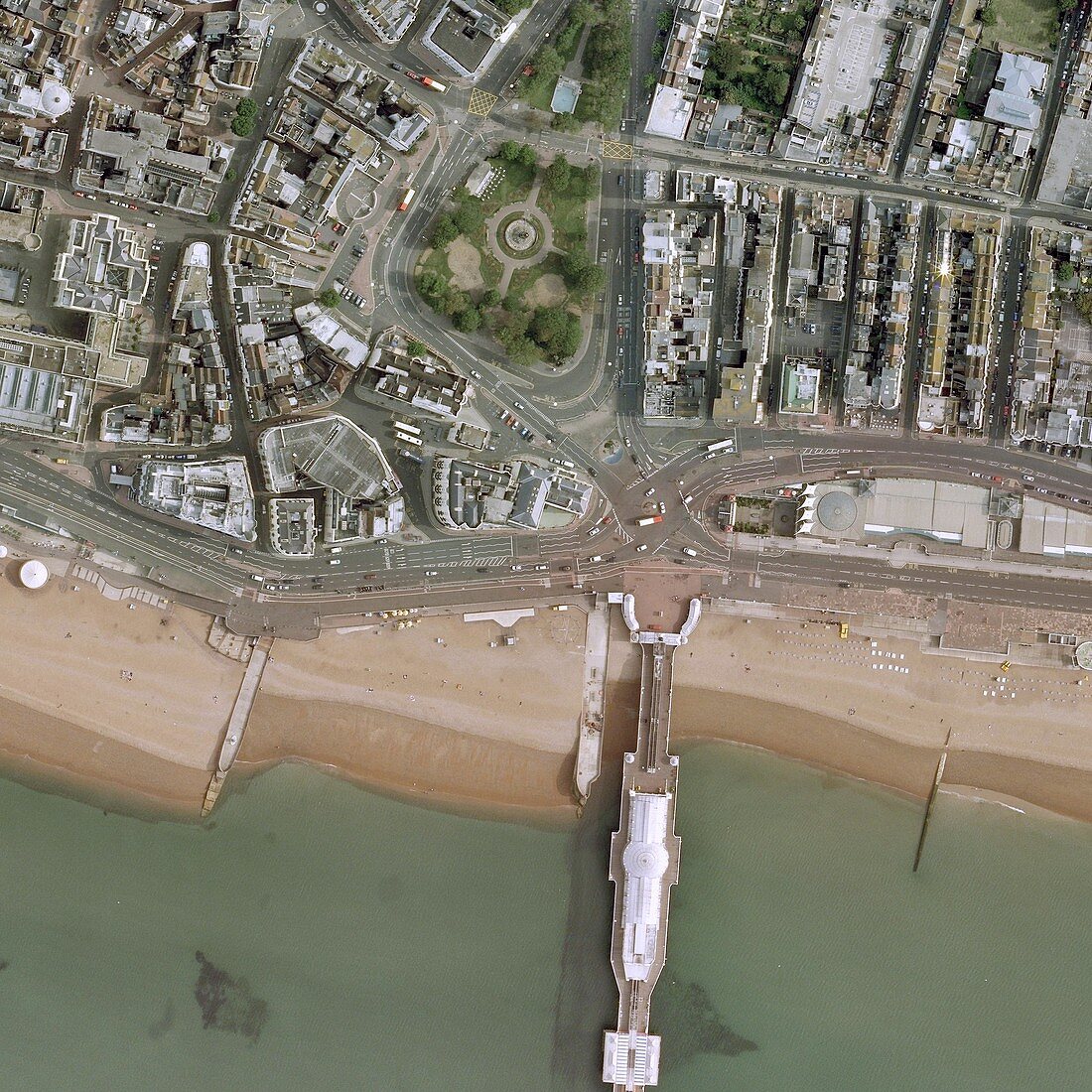 Brighton pier and seafront,aerial view