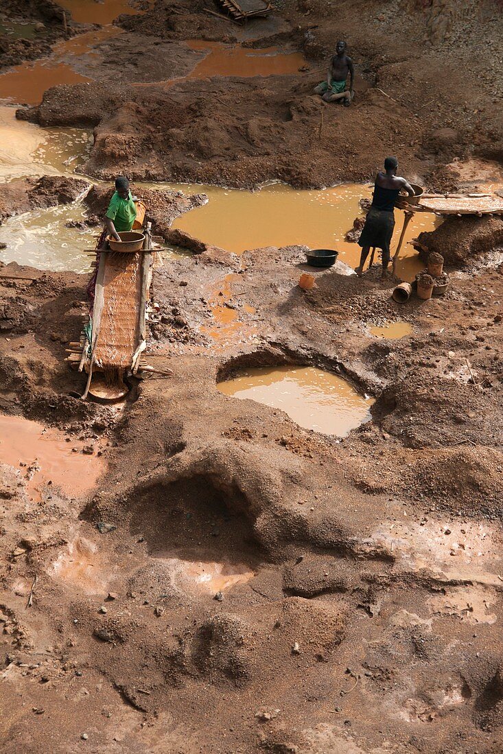 Artisan miners panning for gold,Kenya