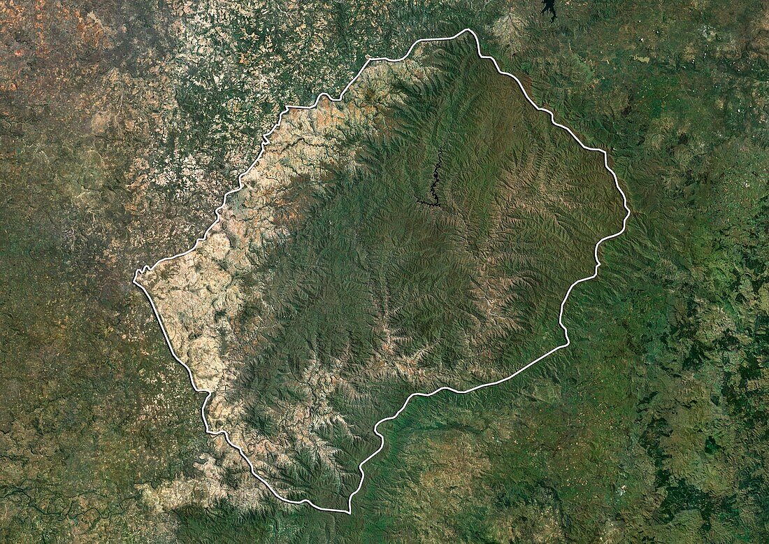 Lesotho,satellite image