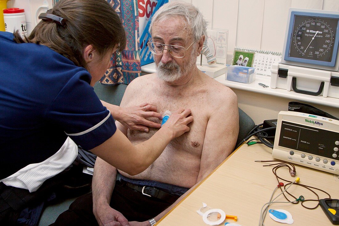 Ambulatory ECG being fitted