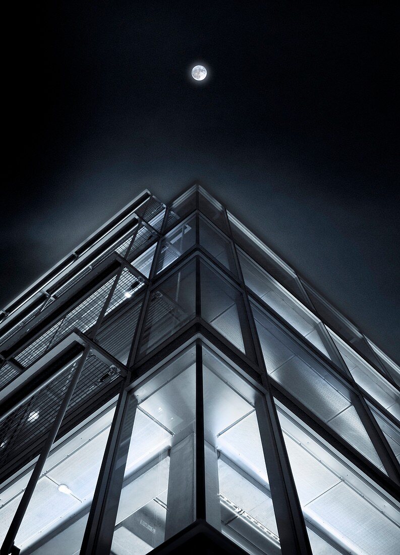 Moon over a building